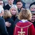 La princesse Mette-Marit de Norvège lors des obsèques d'Ari Behn, le 3 janvier 2020. Ecrivain, artiste visuel et ex-époux de la princesse Märtha Louise de Norvège, mère de leurs trois filles, Ari Behn s'est donné la mort au moment de Noël.