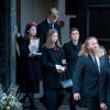La princesse Märtha Louise et ses filles Maud Angelica et Leah Isadora à la sortie des obsèques d'Ari Behn, le 3 janvier 2020. Ecrivain, artiste visuel et ex-époux de la princesse Märtha Louise de Norvège, mère de leurs trois filles, Ari Behn s'est donné la mort au moment de Noël.