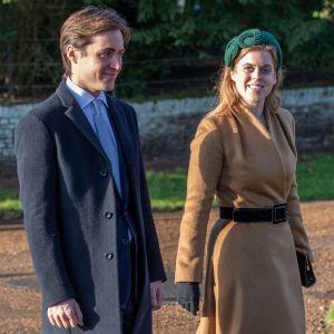 Beatrice d'York et son fiancé Edoardo Mapelli Mozzi à la messe de Noël à Sandringham, le 25 décembre 2019.