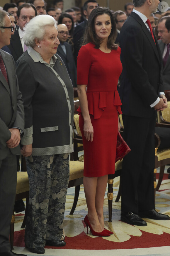 L'infante Pilar de Bourbon et la reine Letizia d'Espagne - La famille royale d'Espagne lors de la cérémonie des "Sports National Awards" à Madrid. Le 10 janvier 2019