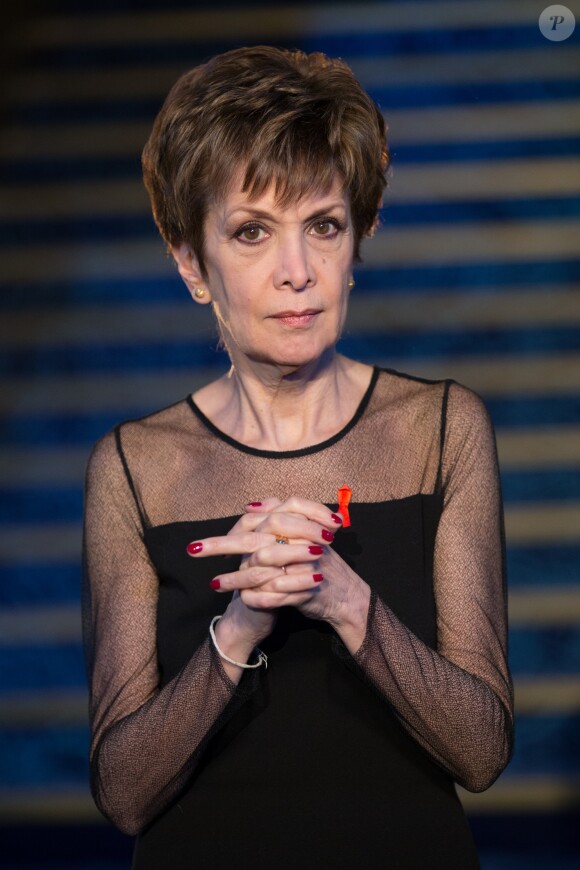 Catherine Laborde - Backstage de l'enregistrement de l'émission "La télé chante pour le Sidaction" aux Folies Bergère à Paris, le 11 mars 2015.