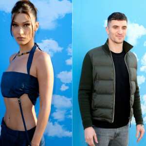 Bella Hadid et Thomas Meunier au photocall du défilé Louis Vuitton Homme automne-hiver 2020/2021 au Jardin des Tuileries à Paris, le 16 janvier 2020.