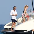 Exclusif - Lady Kitty Spencer, nièce de la princesse Diana, et son compagnon Michael Lewis font un petit tour au Club 55 à Saint-Tropez le 20 août 2019. © Jacovides / Moreau / Bestimage