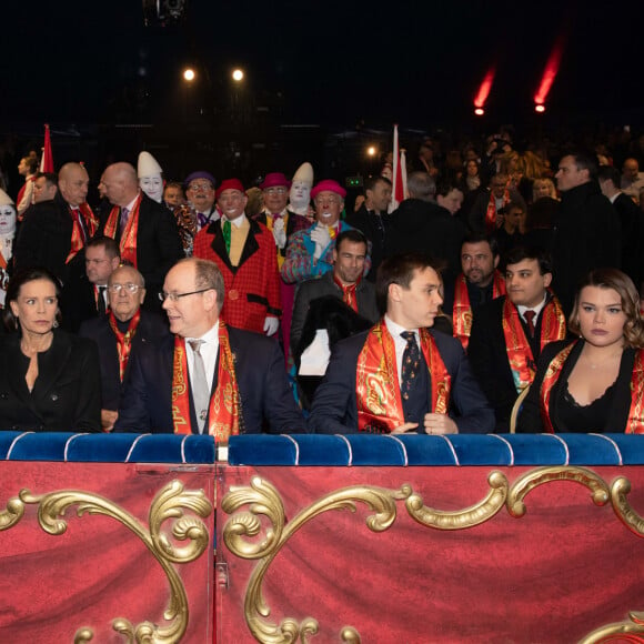 Pauline Ducruet, la princesse Stéphanie de Monaco, le prince Albert II de Monaco, Louis Ducruet, Pauline Ducruet et Camille Gottlieb - Soirée de Gala du 44ème Festival International du Cirque de Monte-Carlo à Monaco le 21 janvier 2020. Le Festival se déroule sous le chapiteau de Fontvieille du 16 au 26 janvier 2020. © Olivier Huitel / Pool Monaco / Bestimage