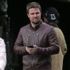 Stephen Amell - Acteurs sur le tournage crossover des séries Arrow et Flash à Vancouver, le 10 octobre 2017.