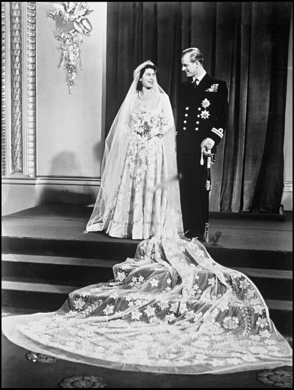 Mariage de la reine Elizabeth avec le prince Philip, au palais de Buckingham, en 1947.