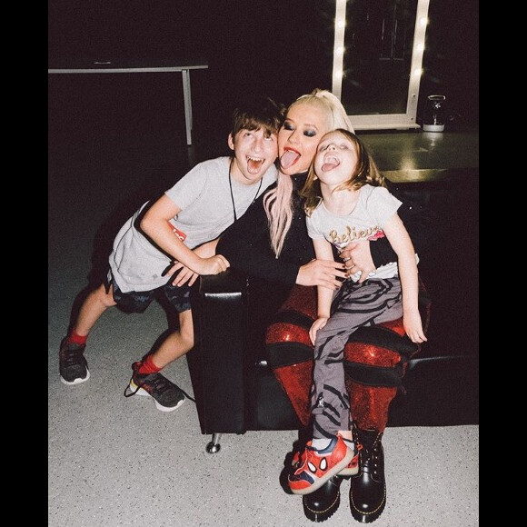 Christina Aguilera et ses enfants, Max Liron Bratman et Summer Rain Rutler. Instagram. Le 10 novembre 2019.