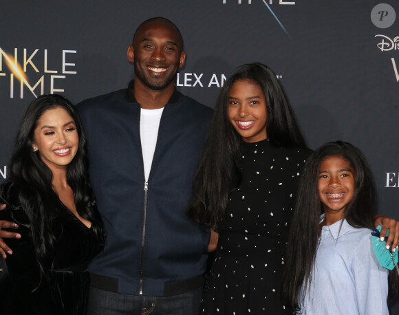Kobe Bryant assiste en famille à la première de "Wrinkle in Time" à Los Angeles, le 26 février 2018