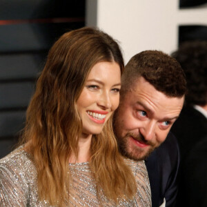 Justin Timberlake and Jessica Biel - Vanity Fair Oscar Party au Wallis Annenberg Center. Los Angeles. Le 28 février 2016. @Hubert Boesl/DPA/ABACAPRESS.COM