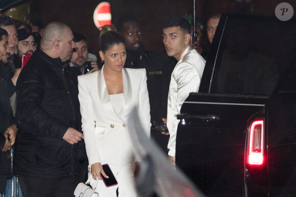 Leandro Paredes et sa femme Camila Victoria Galante - Soirée d'anniversaire de Neymar Jr. "Nuit Blanche" à la discothèque le Yoyo à Paris, France, le 2 février 2020.
