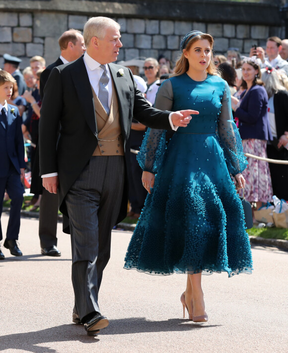 Le prince Andrew, duc d'York et La princesse Beatrice d'York - Les invités arrivent à la chapelle St. George pour le mariage du prince Harry et de Meghan Markle au château de Windsor, Royaume Uni, le 19 mai 2018.