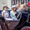 La princesse Eugenie d'York, la princesse Beatrice d'York et le prince Andrew, duc d'York - La famille royale d'Angleterre arrive au palais de Buckingham pour assister à la parade "Trooping The Colour" à Londres le 17 juin 2017.