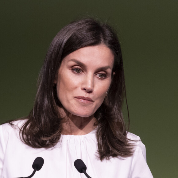 La reine Letizia d'Espagne, présidente d'honneur de l'Association espagnole contre le cancer, présidait le 4 février 2020 au IXe Forum contre le cancer à Madrid, dans le cadre de la Journée mondiale de la lutte contre la maladie.