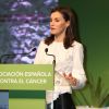 La reine Letizia d'Espagne, présidente d'honneur de l'Association espagnole contre le cancer, présidait le 4 février 2020 au IXe Forum contre le cancer à Madrid, dans le cadre de la Journée mondiale de la lutte contre la maladie.