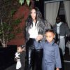 Kim Kardashian et son mari Kanye West à la sortie de leur hôtel avec leurs enfants S. West, North West et Chicago West à New York, le 29 septembre 2019