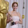 Jennifer Lawrence en robe Dior - 85eme ceremonie des Oscars a Hollywood. Le 24 fevrier 2013