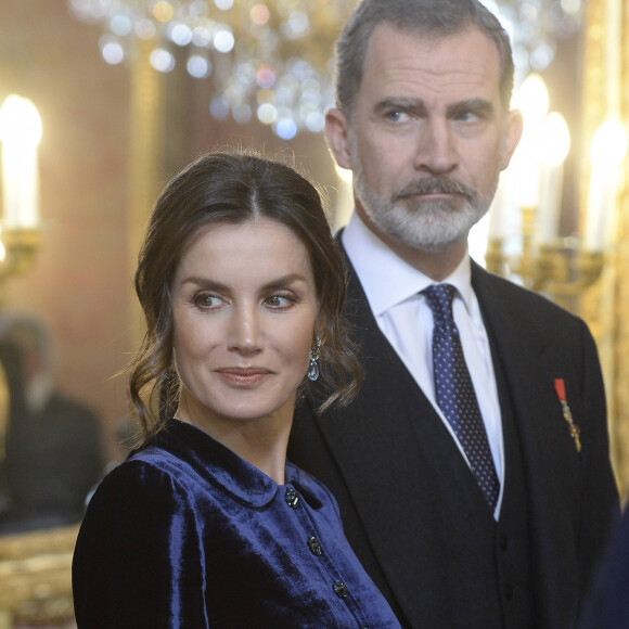 Le roi Felipe VI et la reine Letizia d'Espagne donnent une réception pour le corps diplomatique au palais royal à Madrid le 5 février 2020  Queen Letizia, King Felipe, New Year's reception of the Diplomatic Corps at the Royal Palace in Madrid, Spain, February 5th, 2020.05/02/2020 - Madrid