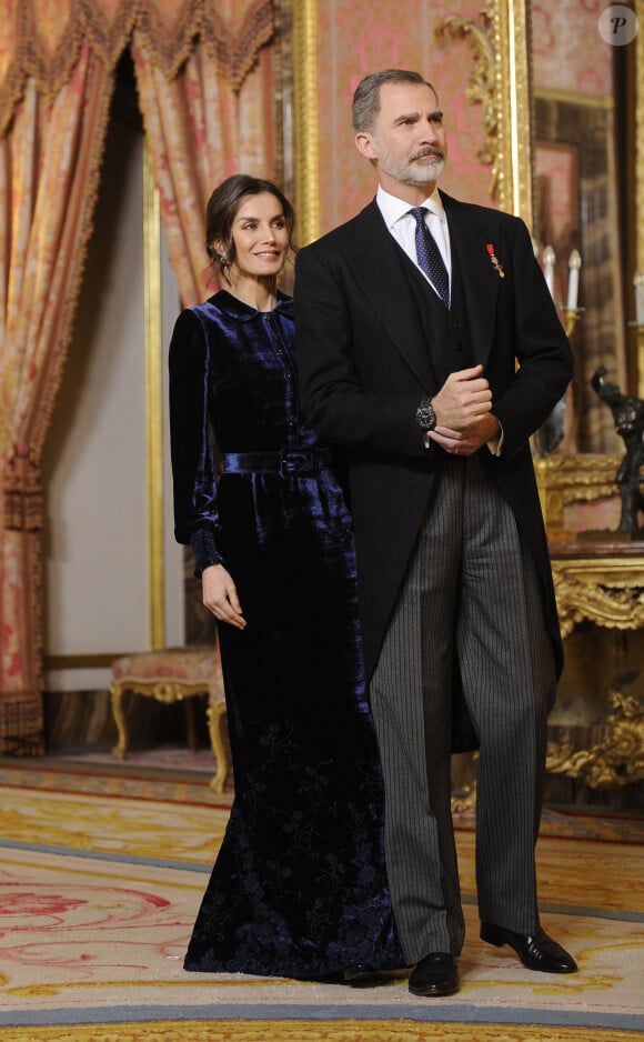 Le roi Felipe VI et la reine Letizia d'Espagne donnent une réception pour le corps diplomatique au palais royal à Madrid le 5 février 2020.  Madrid, Spain-February 05: King Felipe and Queen Letizia Receive Foreign Ambassadors at the Royal Palace in Madrid, Spain on February 05, 2020.05/02/2020 - Madrid
