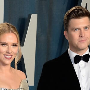 Scarlett Johansson et son fiancé Colin Jost - People à la soirée "Vanity Fair Oscar Party" après la 92ème cérémonie des Oscars 2019 au Wallis Annenberg Center for the Performing Arts à Los Angeles, le 9 février 2020.