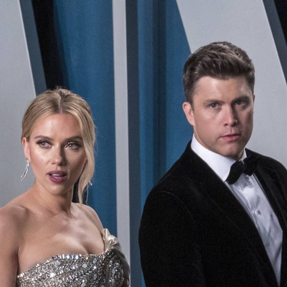Scarlett Johansson et son fiancé Colin Jost - People à la soirée "Vanity Fair Oscar Party" après la 92ème cérémonie des Oscars 2019 au Wallis Annenberg Center for the Performing Arts à Los Angeles, le 9 février 2020.