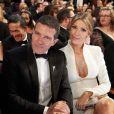 Antonio Banderas et Nicole Kimpel assistent à la 92ème cérémonie des Oscars au Dolby Theatre. Los Angeles, le 9 février 2020.