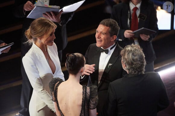 Nicole Kimpel, Antonio Banderas, Rooney Mara et Joaquin Phoenix assistent à la 92ème cérémonie des Oscars au Dolby Theatre. Los Angeles, le 9 février 2020.