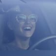 Exclusif - Ariana Grande au volant de sa voiture dans les rues de Los Angeles, le 11 février 2020.