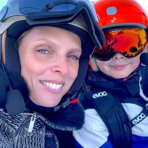 Sylvie Tellier avec ses enfants à Avoriaz, le 12 février 2020