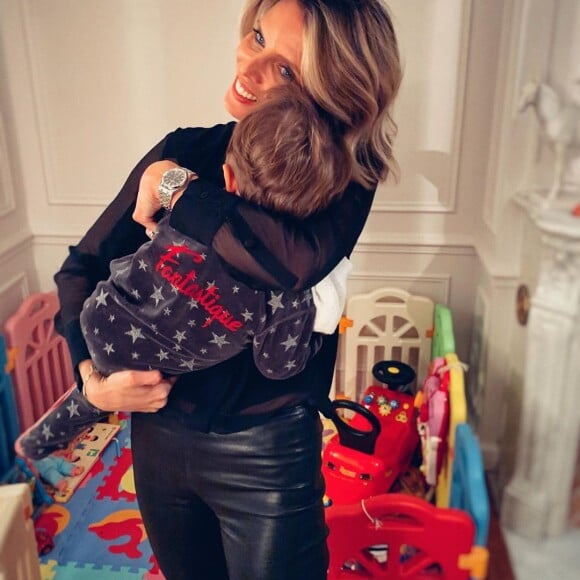 Sylvie Tellier avec son fils Roméo, le 21 janvier 2020