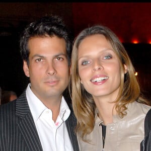 Sylvie Tellier et son ex-mari Camille Le Maux au coktais organisé pat Bernard Sabbah, spécialiste du voyage et de la télévision et à la radio en compagnie de ses amis au Manoir du Country Club de Saint-Cloud, le 18 septembre 2007.