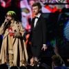 Billie Eilish (Brit Award de la meilleure artiste solo internationale), son frère Finneas O'Connell - Scène - Cérémonie des "Brit Awards 2020" à l'O2 Arena à Londres, le 18 février 2020.  The "2020 BRIT Awards" held at the O2 in London, UNITED KINGDOM, on February 18th 2020.18/02/2020 - Londres