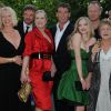 Julie Walters à la première de "Mamma Mia" à Londres, en 2008, avec Phyllida LLyod, Judy Cramer, Colin Firth, Meryl Streep, Pierce Brosnan, Amanda Seyfried, Stellen Skarsgard.