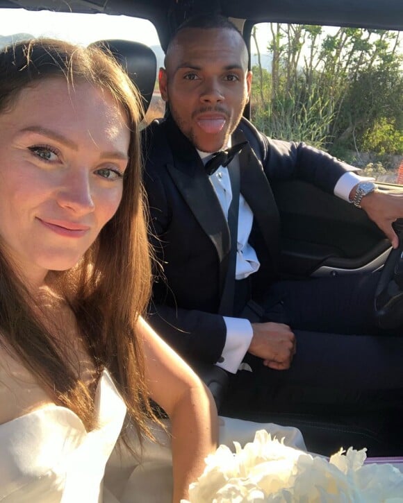 Martin Braithwaite et sa femme Anne-Laure Louis, photo Instagram le jour de leur mariage, en juin 2019. Le couple attend un quatrième enfant (un quatrième garçon !) pour avril 2020.