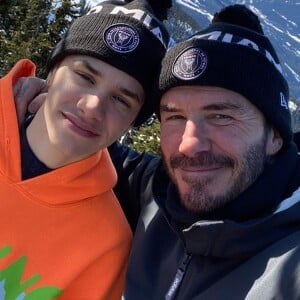 David Beckham en vacances au ski avec sa famille sur Instagram, le 23 février 2020.