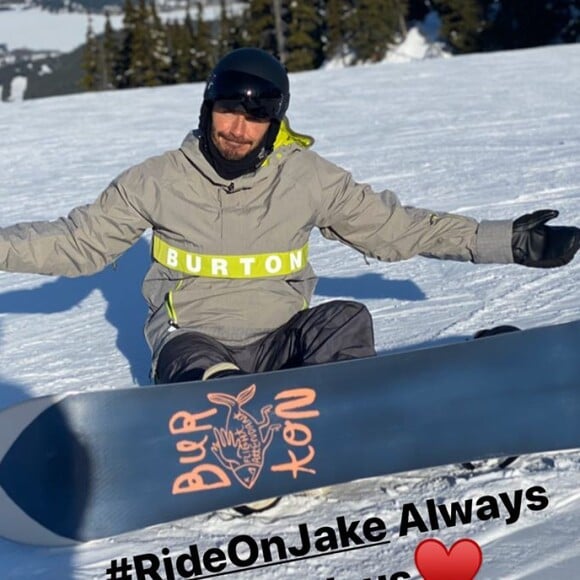 David Beckham en vacances au ski avec sa famille sur Instagram, le 23 février 2020.