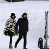 Exclusif - Laeticia Hallyday et son compagnon Pascal Balland lors d'une journée au ski à la station "Big Sky" dans le Montana avec leurs filles respectives, le 16 février 2020.