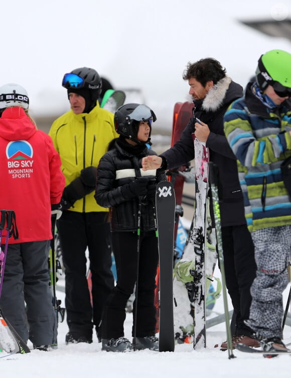 Exclusif - Philippe Stouvenot, Jade Hallyday et Pascal Balland - Laeticia Hallyday et son compagnon Pascal Balland lors d'une journée au ski à la station "Big Sky" dans le Montana avec leurs filles respectives, le 16 février 2020.