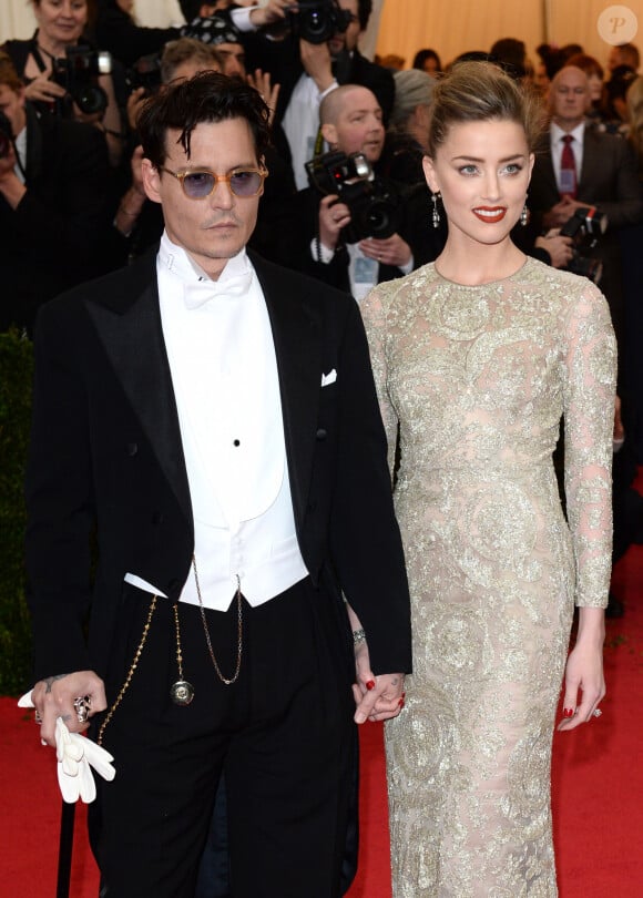Johnny Depp et sa fiancée Amber Heard - Soirée du Met Ball / Costume Institute Gala 2014 : "Charles James: Beyond Fashion" à New York, le 5 mai 2014.