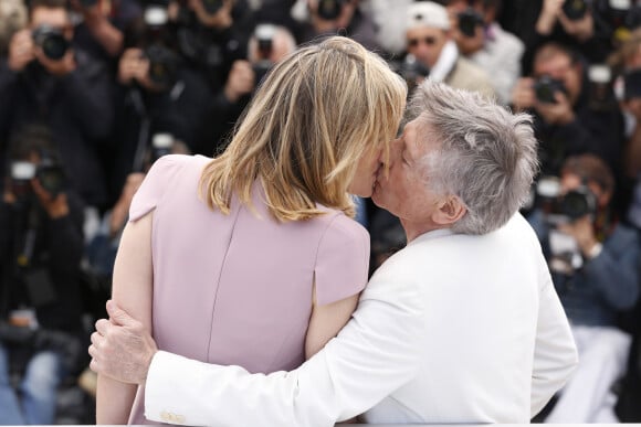 Emmanuelle Seigner et Roman Polanski - Photocall du film "La Venus a la fourrure" au 66 eme Festival du Film de Cannes. Le 25 mai 2013