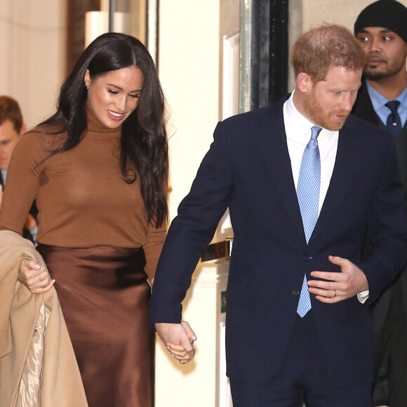 Le prince Harry, duc de Sussex, et Meghan Markle, duchesse de Sussex, en visite à la Canada House à Londres le 7 janvier 2020.