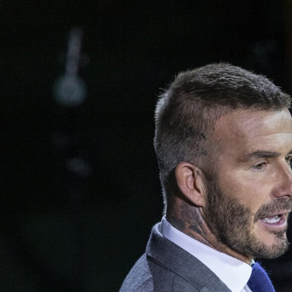 David Beckham fait un discours lors de la réunion sur le 13ème anniversaire de l'adoption de la Convention relative aux droits de l'enfant au siège de l'ONU à New York, le 20 novembre 2019.