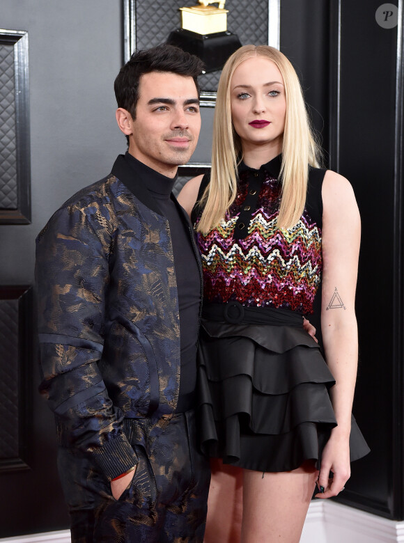 Joe Jonas et sa femme Sophie Turner - 62e soirée annuelle des Grammy Awards à Los Angeles, le 26 janvier 2020.