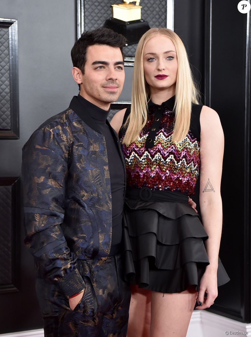 Joe Jonas et sa femme Sophie Turner - 62e soirée annuelle des Grammy Awards à Los Angeles, le 26 janvier 2020.