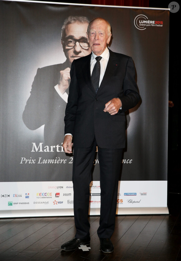 Max Von Sydow - Photocall de la cérémonie de remise du prix Lumière à Martin Scorsese lors du festival Lumière 2015 (Grand Lyon Film Festival) à Lyon. Le 16 octobre 2015