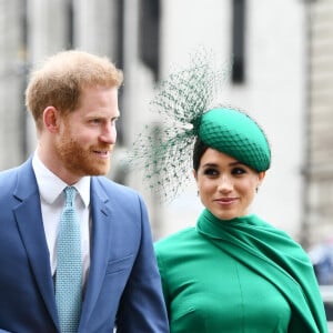 Le prince Harry, duc de Sussex, et Meghan Markle, duchesse de Sussex - La famille royale d'Angleterre à son arrivée à la cérémonie du Commonwealth en l'abbaye de Westminster à Londres. Le 9 mars 2020.