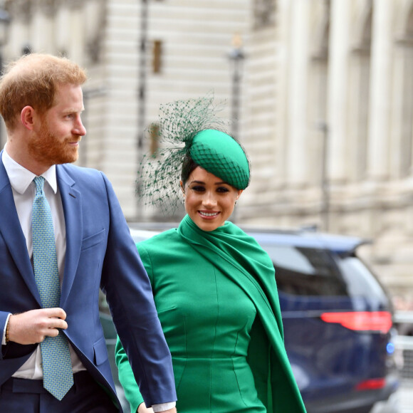 Le prince Harry, duc de Sussex, et Meghan Markle, duchesse de Sussex - La famille royale d'Angleterre à son arrivée à la cérémonie du Commonwealth en l'abbaye de Westminster à Londres. Le 9 mars 2020.