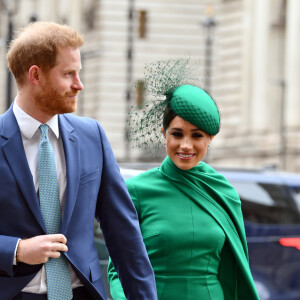 Le prince Harry, duc de Sussex, et Meghan Markle, duchesse de Sussex - La famille royale d'Angleterre à son arrivée à la cérémonie du Commonwealth en l'abbaye de Westminster à Londres. Le 9 mars 2020.