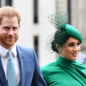 Le prince Harry, duc de Sussex, et Meghan Markle, duchesse de Sussex - La famille royale d'Angleterre à son arrivée à la cérémonie du Commonwealth en l'abbaye de Westminster à Londres. Le 9 mars 2020 09/03/2020 - Londres