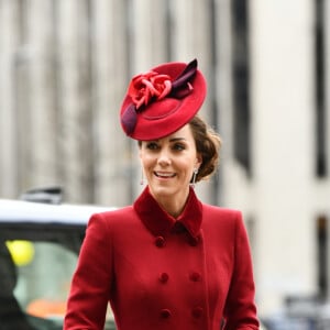 Kate Middleton, duchesse de Cambridge - La famille royale d'Angleterre à son arrivée à la cérémonie du Commonwealth en l'abbaye de Westminster à Londres. Le 9 mars 2020.