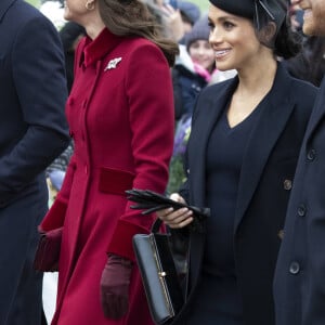 Catherine Kate Middleton, duchesse de Cambridge, Meghan Markle, duchesse de Sussex - La famille royale assiste à la messe de Noël à Sandringham le 25 décembre 2018.